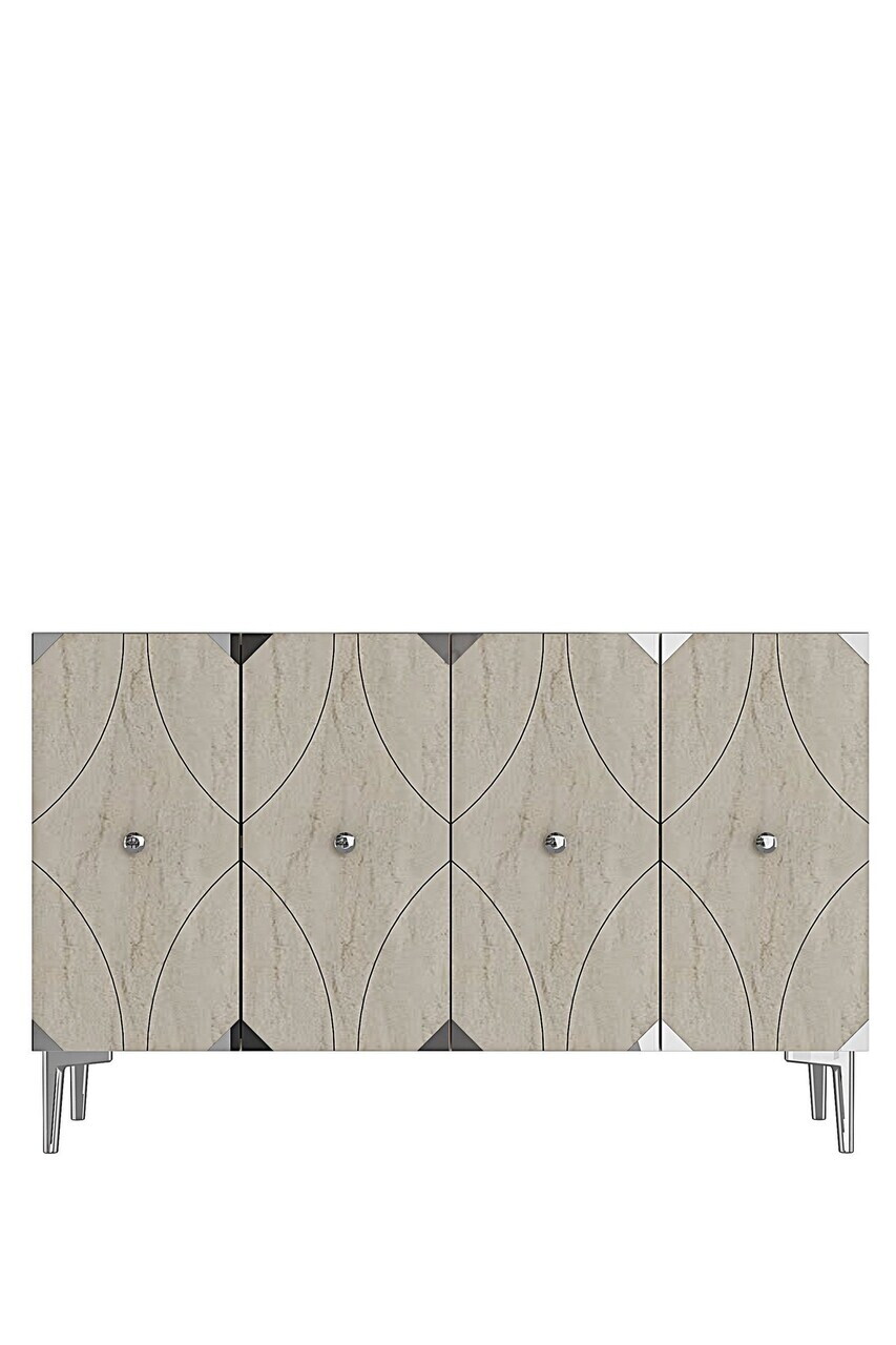 Consola, Hanah Home, Alfa 120, 120x75x32 cm, PAL, White / Travertine / Silver — imaginea 5