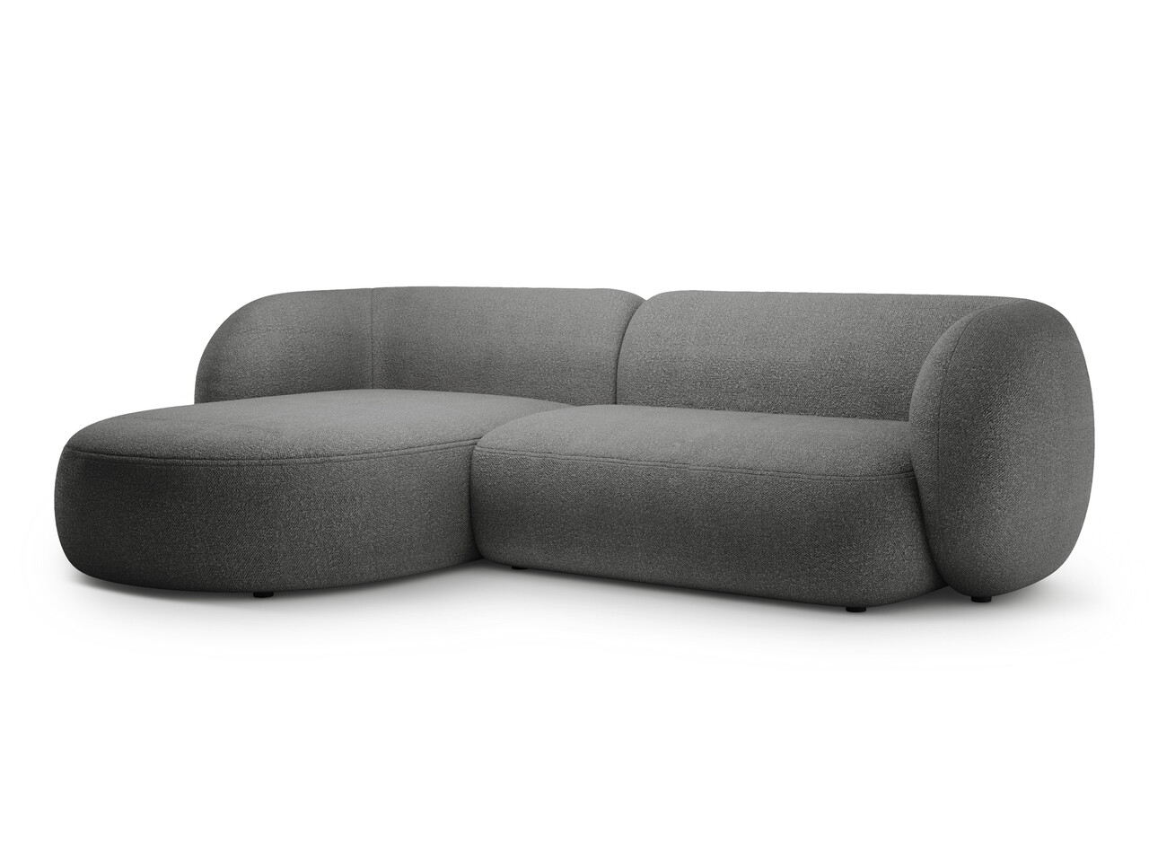 Coltar stanga 3 locuri, Kate, Micadoni, 285x176x76 cm, tesatura boucle, gri inchis - 1 | YEO