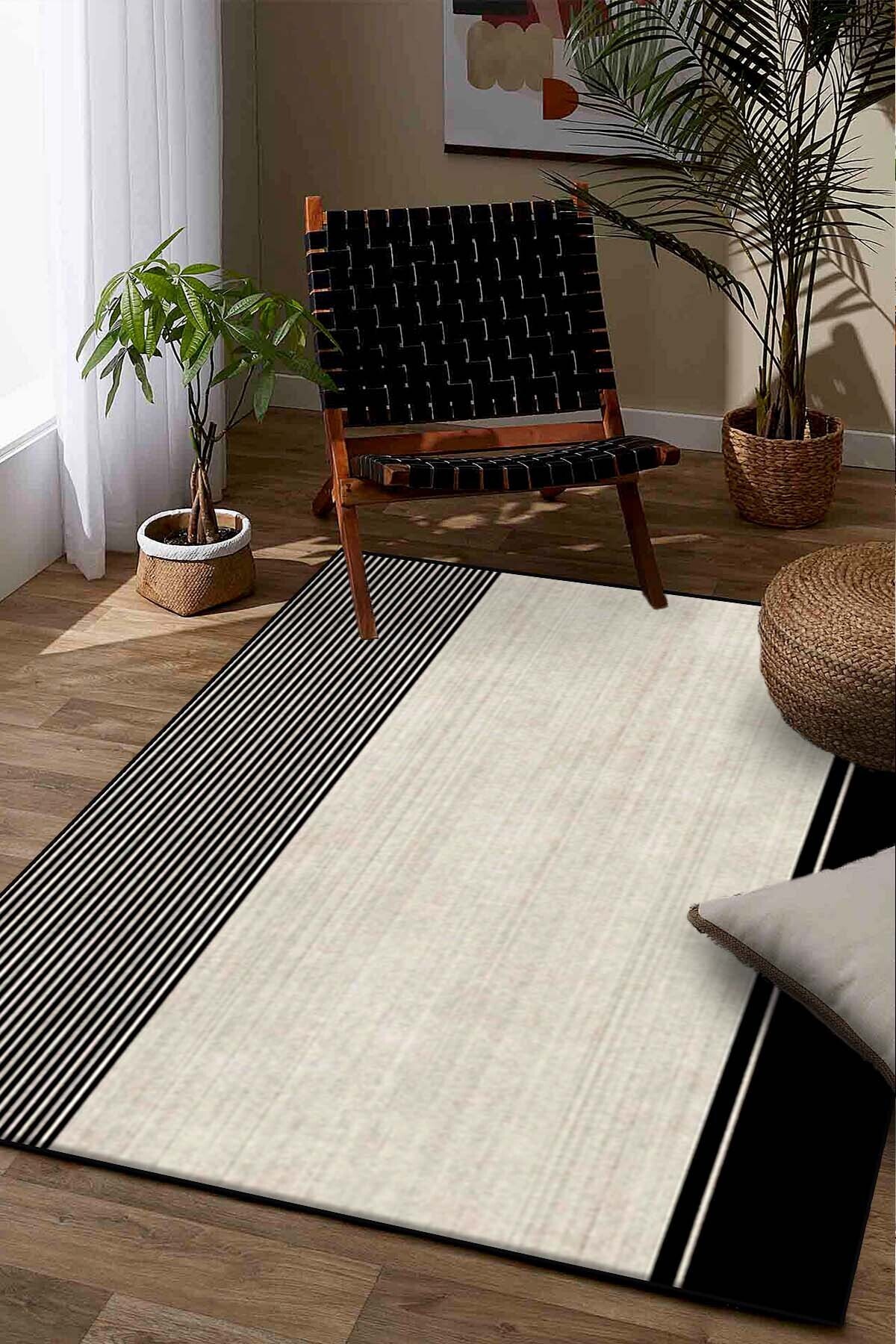 Covor, CLR-0000506-008, 100x200 cm, Poliester, Negru