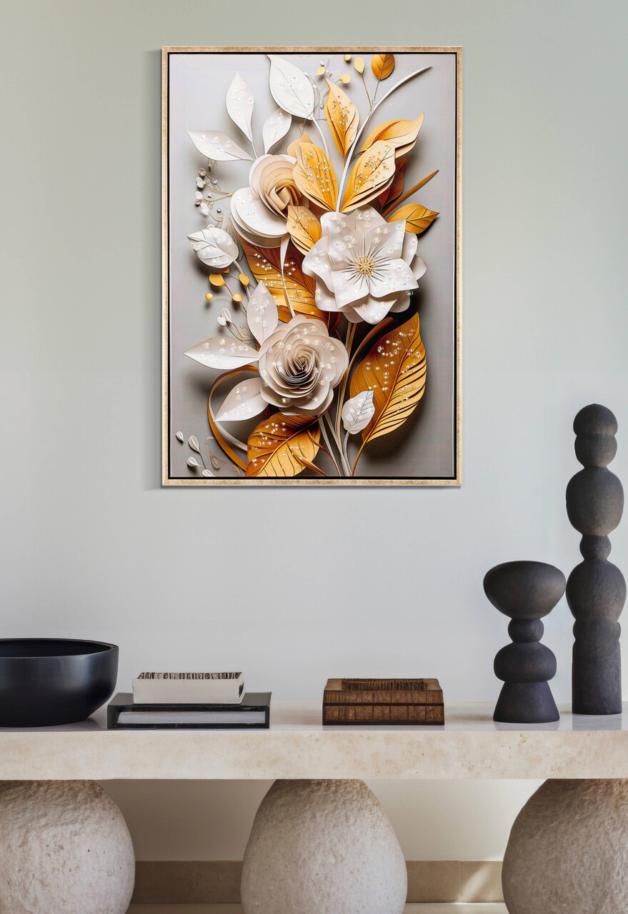 Tablou decorativ Flora M Mauro Ferretti 42x62 cm metal/lemn de brad/canvas multicolor