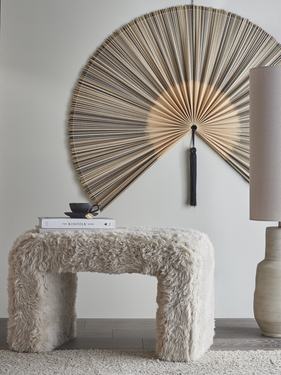 Decoratiune de perete, Bloomingville, Jaime, 150x110 cm, bambus/bumbac, negru - imagine 2