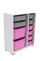 Dulap multifunctional, Estella, Zen 2D2K6U, Alb / Gri / Roz