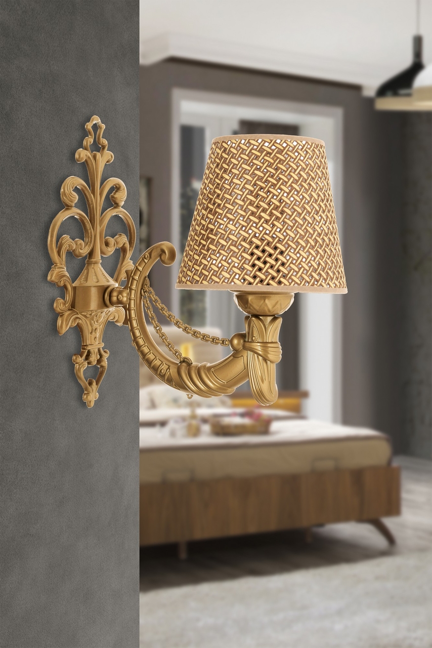 Aplica de perete, Opviq, 390FLH2350, Natural / Aur