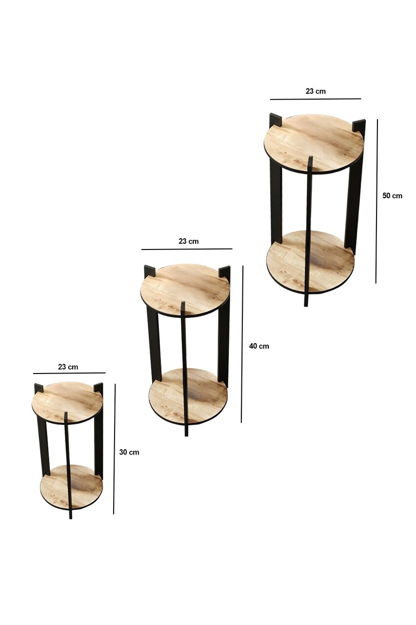 Suport din lemn pentru plante, Poter, Flower Desk Round, MDF , Stejar