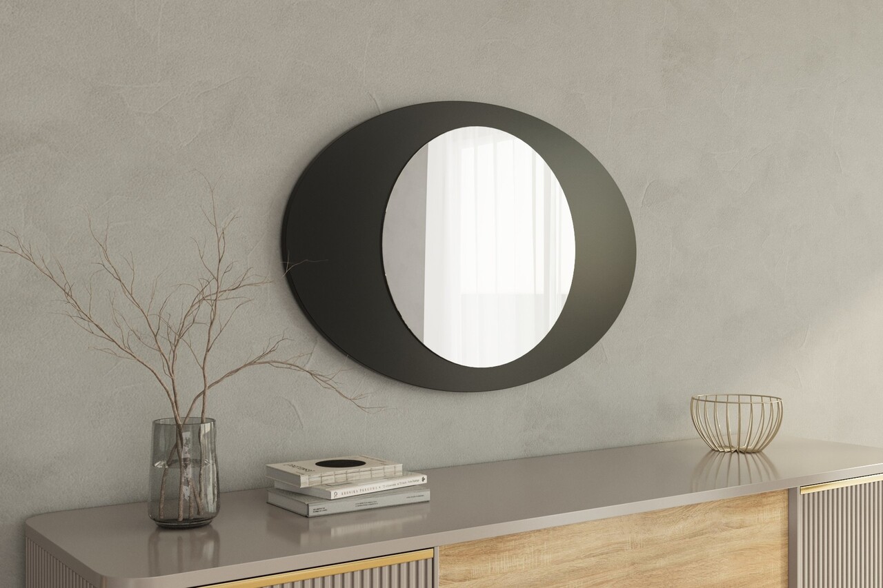 Oglinda decorativa, Siam, Obble, 60x90x2.2 cm, Negru - 1 | YEO