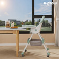 Scaun de masa pentru bebelusi 2 in 1, U-Grow, 43x27x50.5 cm, piele ecologica/textil, alb/verde