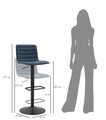 Set 2 scaune de bar Lift High Navy, Mauro Ferretti, 43x49.5x85.5 cm, inaltime ajustabila, fier/poliester, negru/albastru