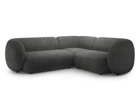 Coltar dreapta 4 locuri, Kate, Micadoni, 252x220x76 cm, tesatura structurata, gri inchis melanj