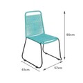 Scaun pentru gradina Antea Dark Legs, 53 x 53 x 88 cm, otel/sfoara, turcoaz