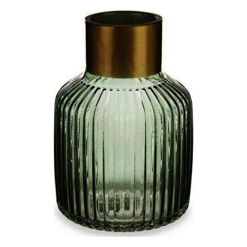 Vaza Stripes, Gift Decor, Ø14.5 x 22 cm, sticla, auriu/verde