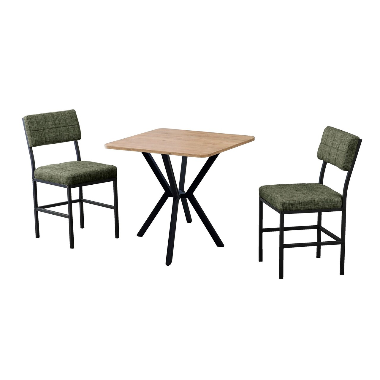 Set masa extensibila si scaune, 3 piese, Hanah Home, Dubai, Verde / Nuc - view 2