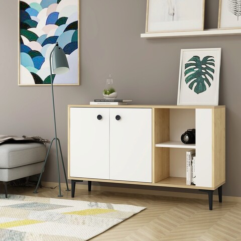 Consola, Olivia, Sahra, 120x75x35 cm, PAL, Stejar Safir / Alb mezoni.ro