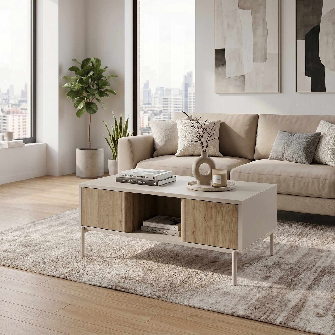 Masuta de cafea, Hanah Home, Ventro, 100x42x60 cm, Gresie — imaginea 2