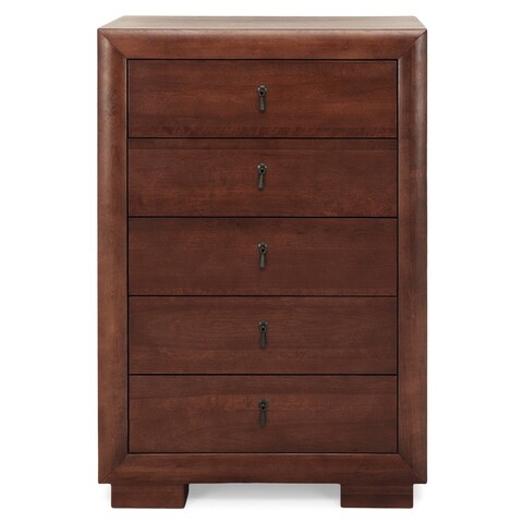 Comoda cu 5 sertare, luvru, l.90 l.50 h.130, mdf/pal furniruit, maro