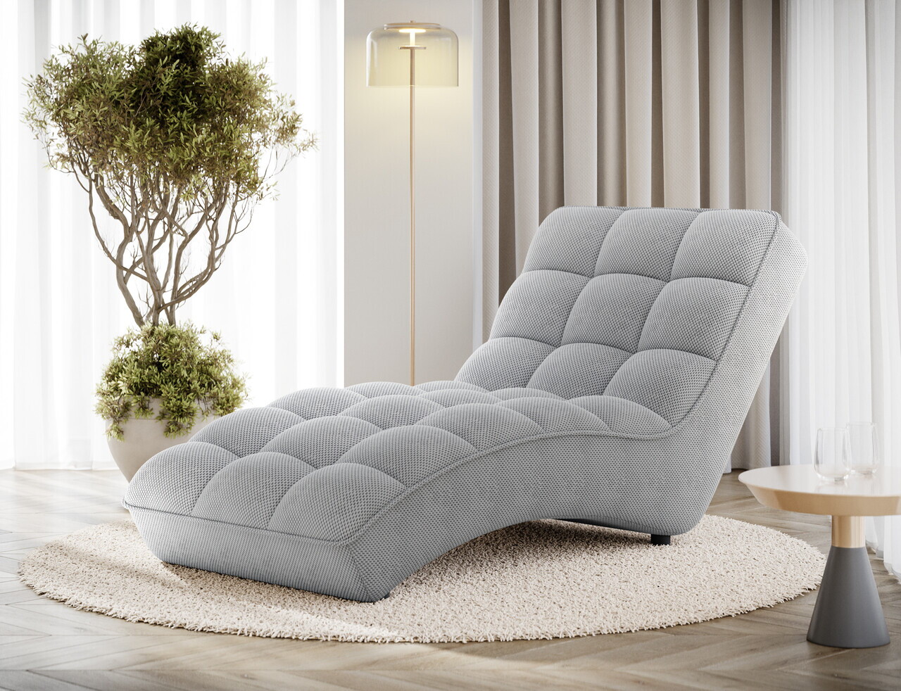Sezlong living ELTAP, LOR-04CAL, Loren, 170x85x85 cm, poliester, gri deschis - view 2