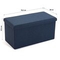 Bancheta cu spatiu de depozitare Rory, Versa, 76.5x38x37.5 cm, poliuretan, MDF, albastru inchis