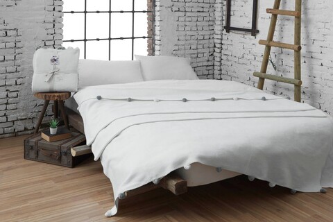 Patura Double, Pom Pom - Cream, Dolce Bonita Home, 60% bumbac/30% acril/10% poliester