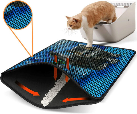Covoras litiera pentru colectarea granulelor de nisip, Nrszn0132, 45×60 cm, 50% PVC/50% POLIESTER, Multicolor Gravel