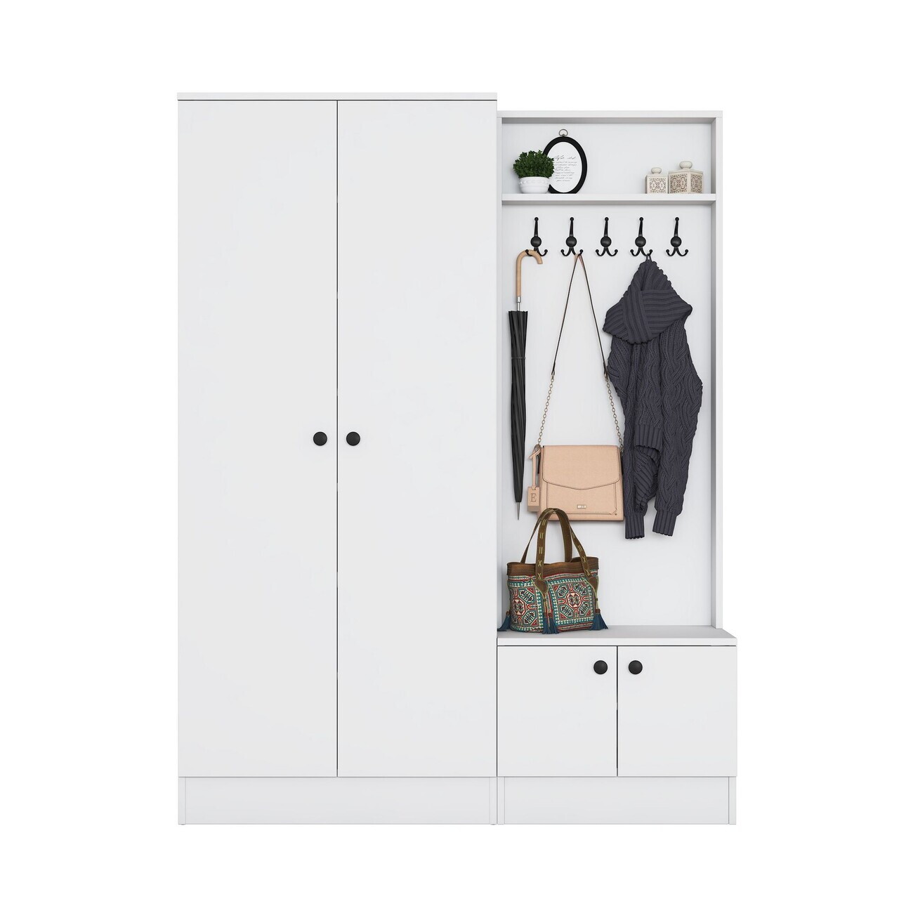 Cuier de perete, Hanah Home, EA151, 139.6x182.8x37.5 cm, PAL melaminat, Alb - view 8