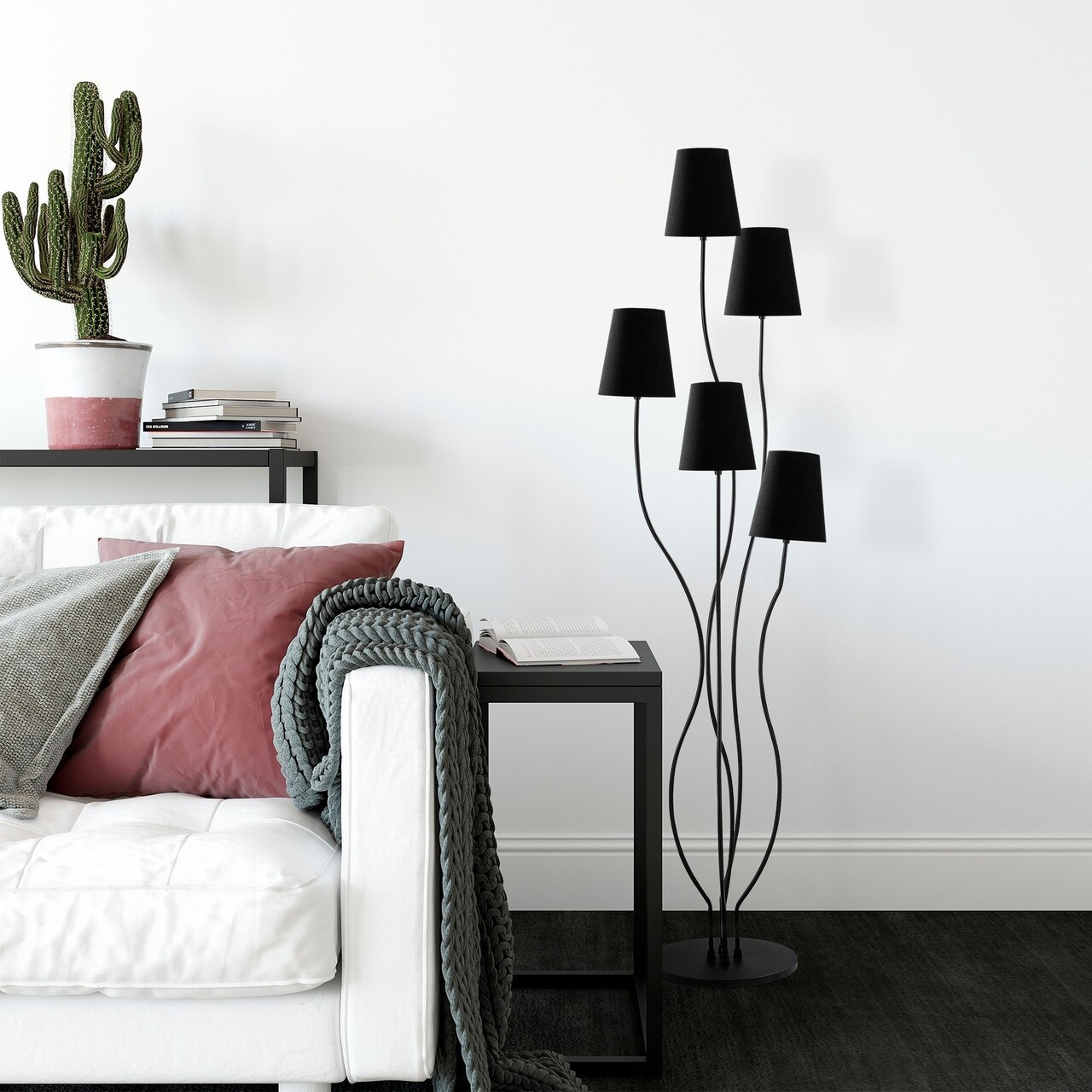 Lampadar, Bonibon - 13235, Fulgor, 44 x 44 x 160 cm, 5 x E14, 40W, negru - 2 | YEO