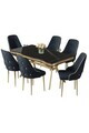 Set masa si scaune (7 piese), Hanah Home, Vae, Sonata / Auriu / Antracit
