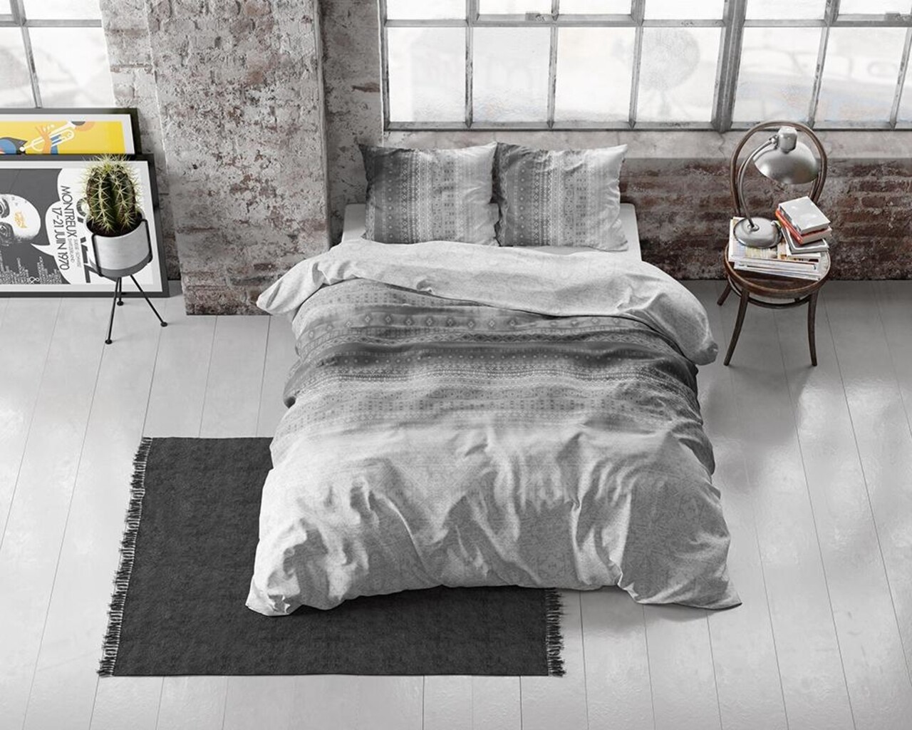 Lenjerie De Pat Dubla Satin SB Jessy Grey, Dreamhouse, 3 Piese, 200x220 Cm, Bumbac Satinat, Gri