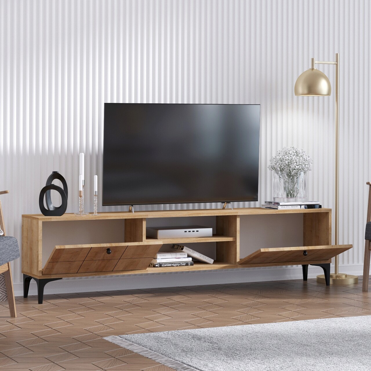 Comoda TV, Emerald, Hera, 180x55x31 cm, Stejar - 1 | YEO