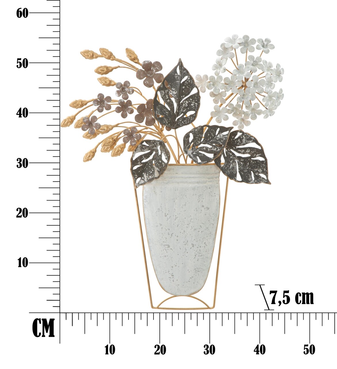Decoratiune de perete Vase, Mauro Ferretti, 45.5x53 cm, fier, multicolor