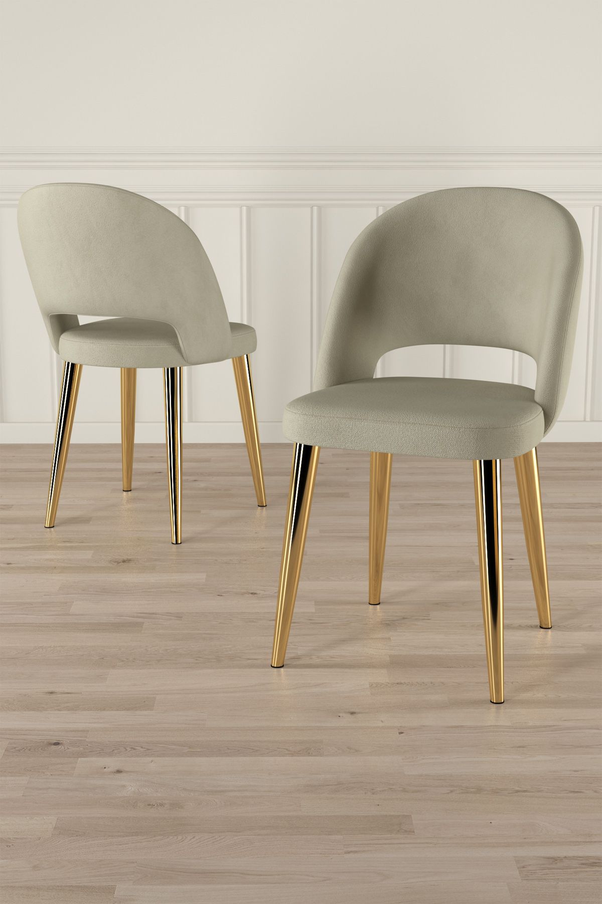 Set scaune (8 piese), Hanah Home, Pane, Crem / Aur