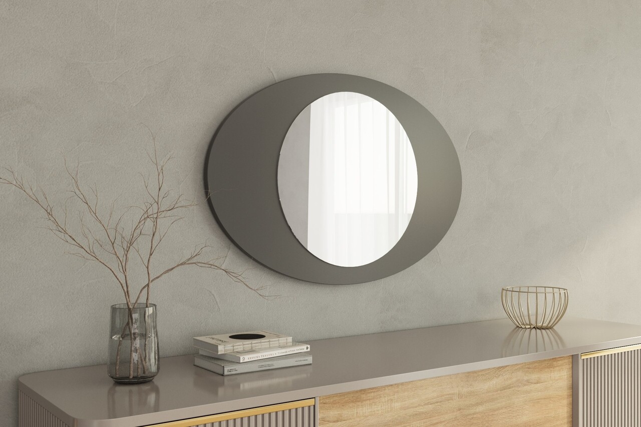 Oglinda decorativa, Siam, Obble, 60x90x2.2 cm, Antracit - 1 | YEO