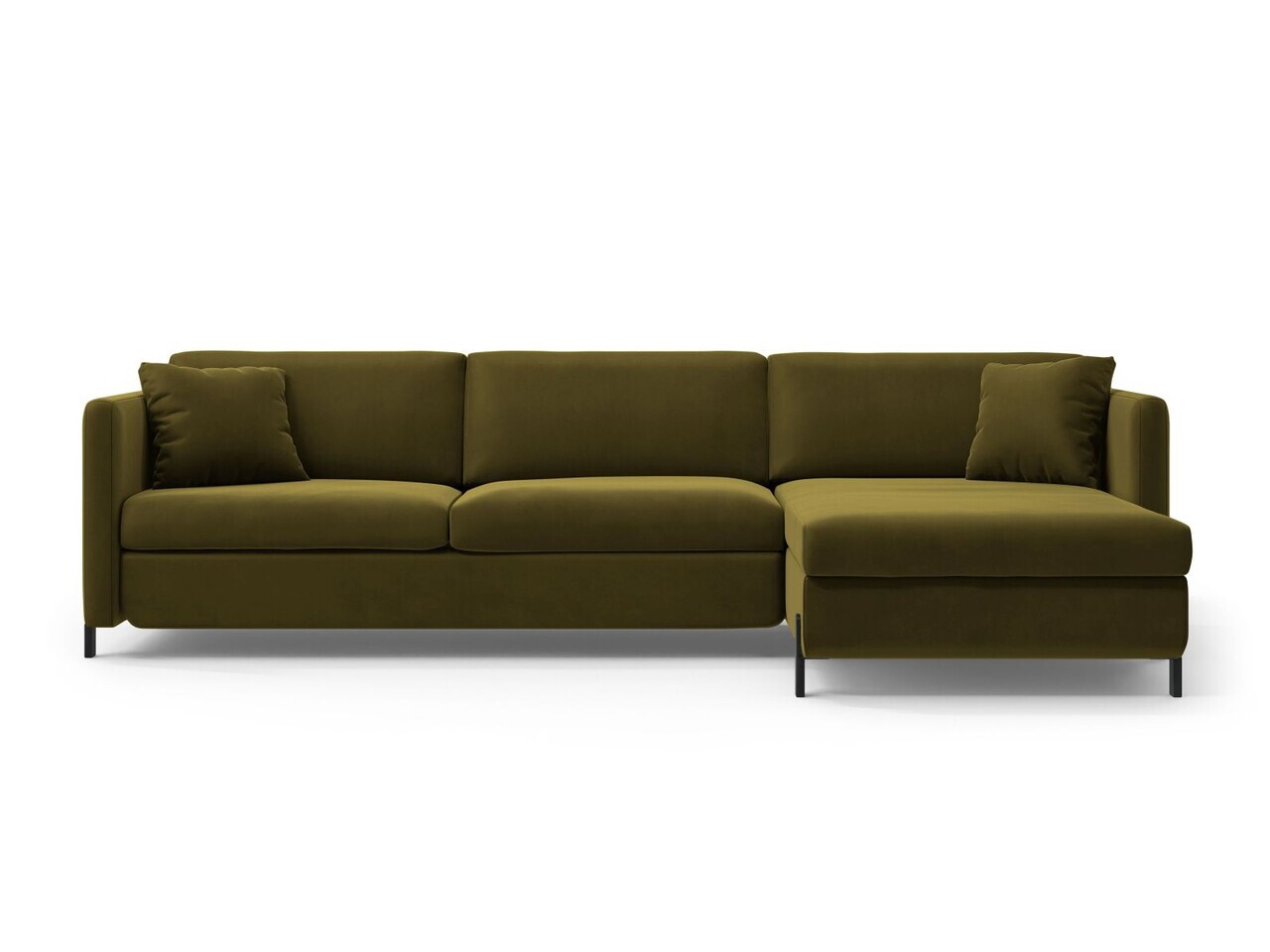 Coltar extensibil dreapta 5 locuri, Gloria, Micadoni Home, 286x170x88 cm, catifea, verde