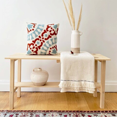Perna, tulum punch pillow with İnsert, 43x43 cm, material: 20% in, 80% poliester, roșu / albastru deschis