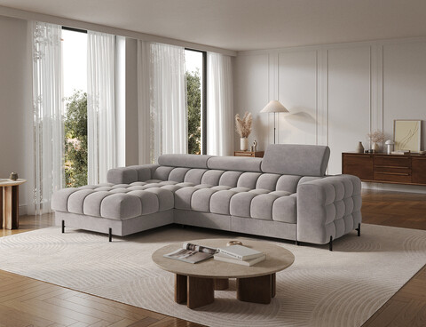 Coltar extensibil dreapta 3 locuri ELTAP, LT-04AU, Felro, 285x181x93 cm, lemn/poliester, gri