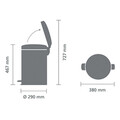 Cos de gunoi cu pedala, Brabantia, NewIcon Mineral Infinite Grey, 20 L, 38x29x46.7 cm, otel, gri