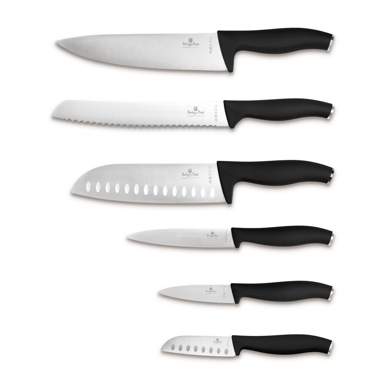 Set 6 cutite Berlinger Haus, Matte Black, inox, negru - imagine 6