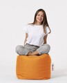 Taburet puf, Square Pouf, Ferndale, 45x45 cm, poliester impermeabil, portocaliu
