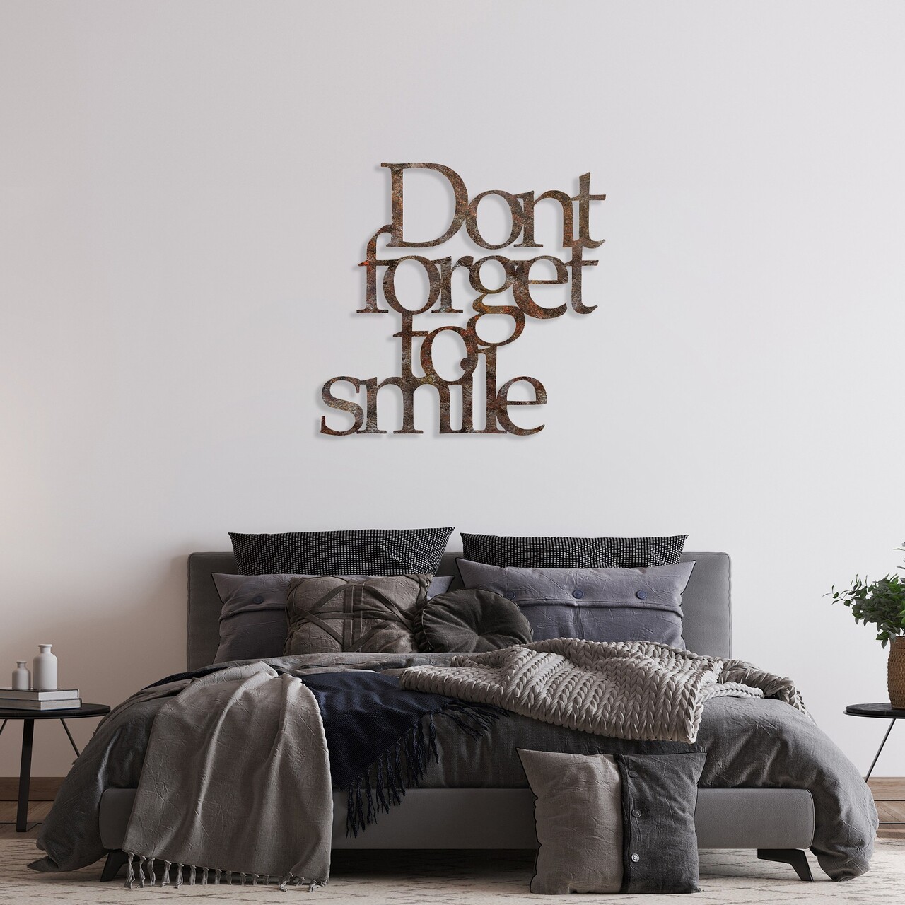 Decoratiune de perete, Rusty Dont Forget For Smile, Dimensiune: 67 x 70 cm, Maro antichizat - view 3