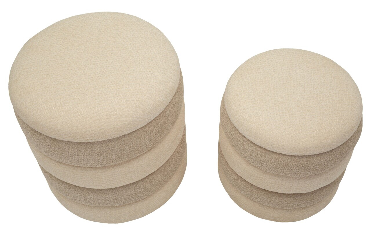 Set 2 taburete cu spatiu de depozitare, Mauro Ferretti, Nordic Style, 44x47 cm, poliester/MDF, bej/crem — imaginea 8