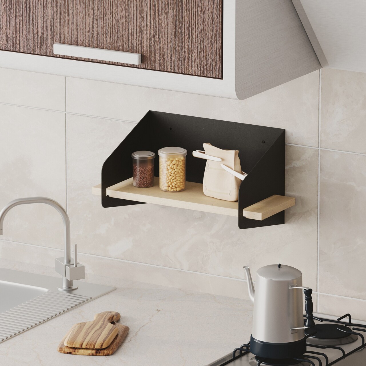 Raft de perete, Cerritos, Medıum Arm, Negru - 2 | YEO