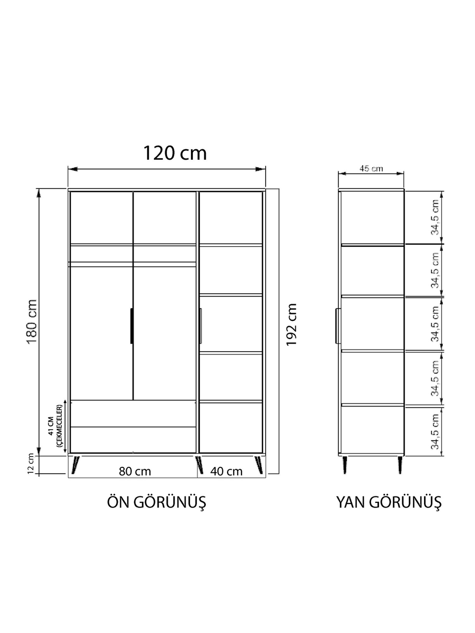 Dulap pentru haine, Hanah Home, Aden Drawers 120, 120x192x45 cm, Stejar / Alb - view 5