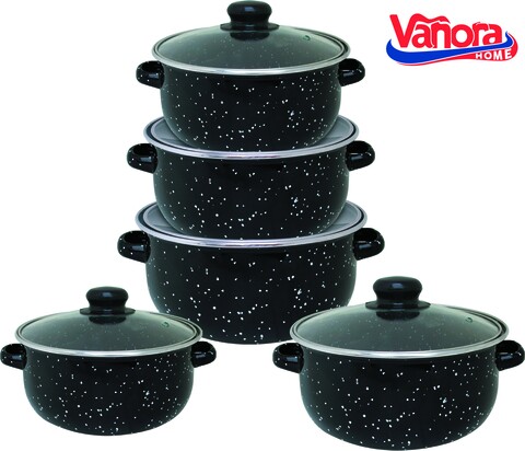 Set pentru gatit Petra, Vanora, 10 piese, otel, negru BUCATARIE