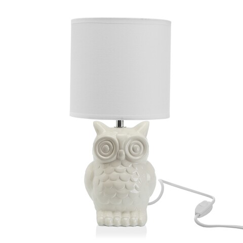 Lampa de masa owl, versa, 1 x e14, 40w, 16x32.5 cm, ceramica, alb antic