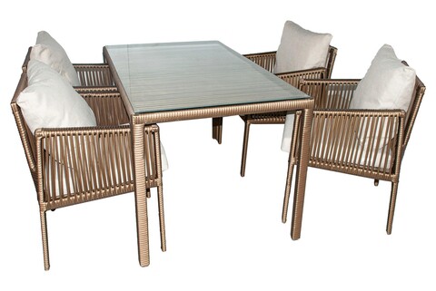 Set gradina/terasa 5 piese, My Interior, Otto, rattan/aluminiu, maro