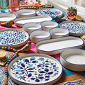 Set de mic dejun, Hermia, 666HAC2182, Ceramica, Platou: 25 x 11 x 3,5 cm (2 bucăți), Albastru/Alb