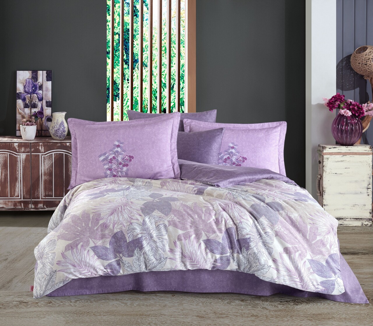 Lenjerie de pat dubla, Juillet - Lilac, Hobby, Bumbac Satinat