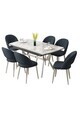 Set masa extensibila si scaune (7 piese), Hanah Home, Weps, Gri / Crom / Antracit