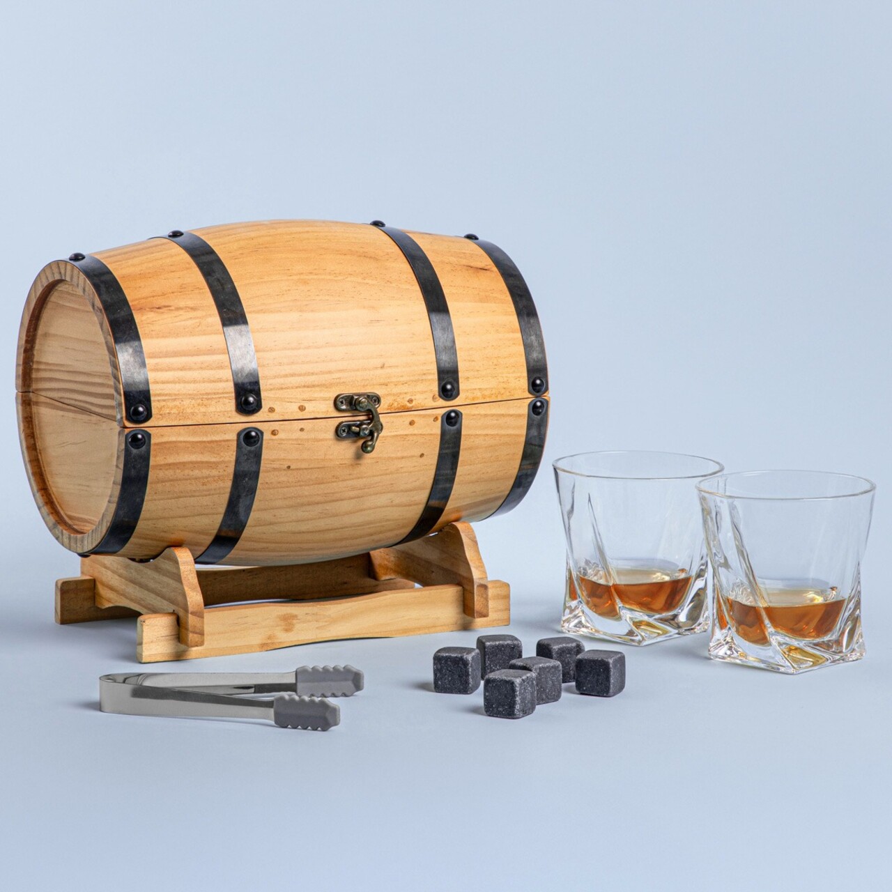Set whisky 12 piese Gomera, Homla, 310 ml, lemn/sticla/inox, natur/negru - view 2