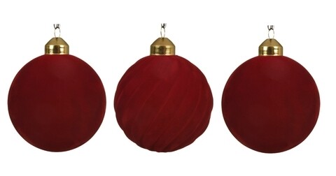 Set 3 globuri asortate Bauble, Decoris, sticla, rosu