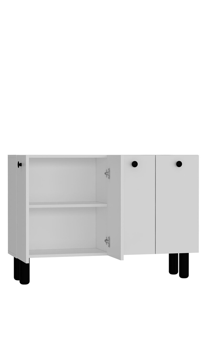 Consola, Hanah Home, Ilay Bohem, 120x80x29.6 cm, PAL , Alb/Negru - view 6
