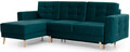 Coltar extensibil reversibil 3 locuri ELTAP, AsgL-24, Asgard, 248x162x93 cm, lemn/poliester, verde inchis